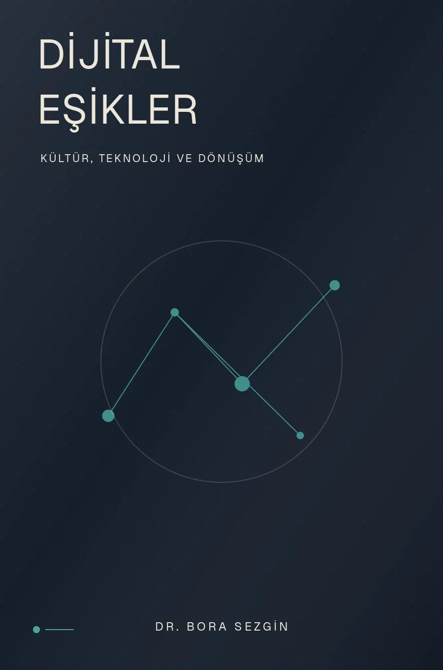 #151E2B zeminli, constellation kompozisyonlu akademik kitap kapağı şablonu: Dijital Eşikler