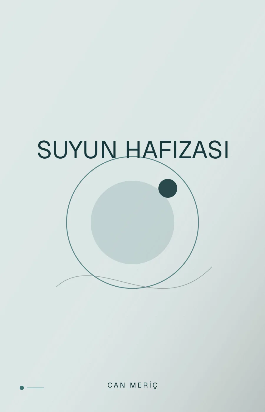 #DCE7E5 zeminli, orbital kompozisyonlu şiir kitabı kapağı şablonu: Suyun Hafızası